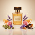صورة منتج عطر دائماً معك بزجاجة ذهبية والاسم ALWAYS WITH YOU على الزجاجة مع لافندر وورد وكارداموم وفانيليا وعنبر